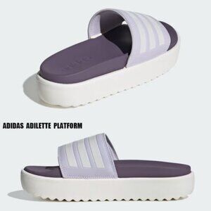NEW adidas Adilette Platform Slide Sandals Silver Dawn Lavender  For Women 252